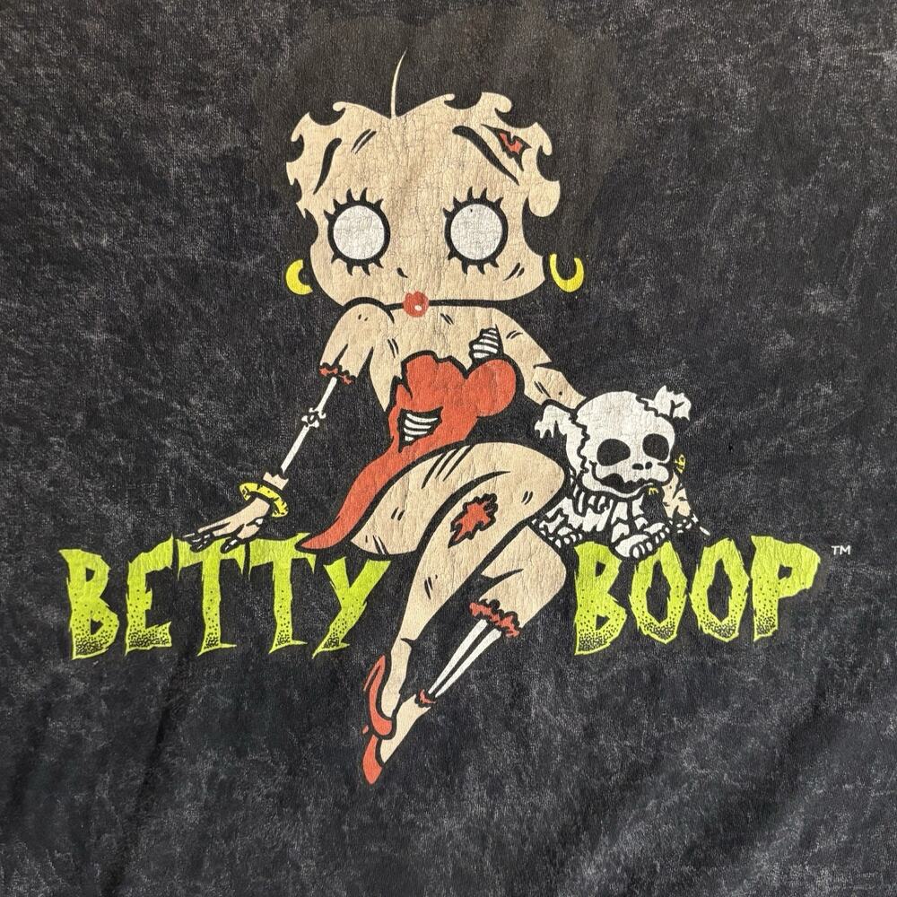 Medium Betty Boop Halloween Zombie Logo Graphic Tee, Charcoal
